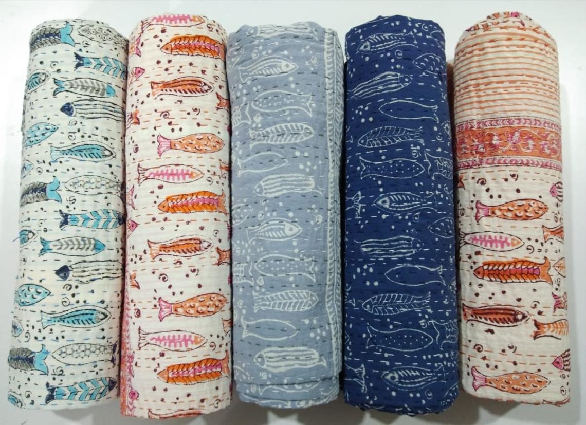 Details about   Suzani Print Queen Indian Cotton Ethnic Applique Bedspread Kantha Quilt Blanket