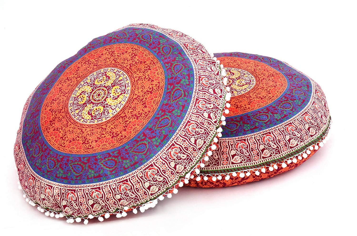 Radhy Krishna Fashions Floor Pillow Cover Decorative Mandala Pillow Sham Camel Indian Bohemian Ottoman Poufs Cover Pom Pom Pillow Cases Outdoor Cushion Cover