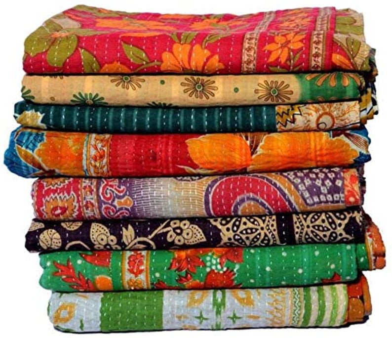 Gudari Blanket,Bohemian Decor Bedspread,Quilt Indian Ethnic Throw Kantha Ralli