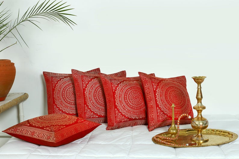 Indian Mandala Meditation Pouf Sham 32" Cushion Gift Floor Pillow Cover Cotton