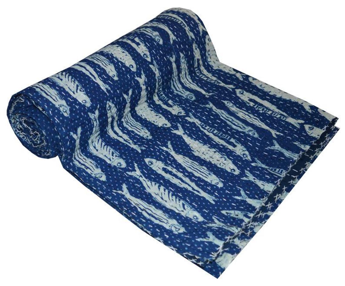 Details about  / India Handmade Vintage Twin Bohemian Hippie Kantha Blanket Quilt Throw Bedspread