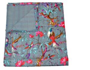 Birdprintkanthaquilt-kusumhandicrafts-handmadebedspread 1
