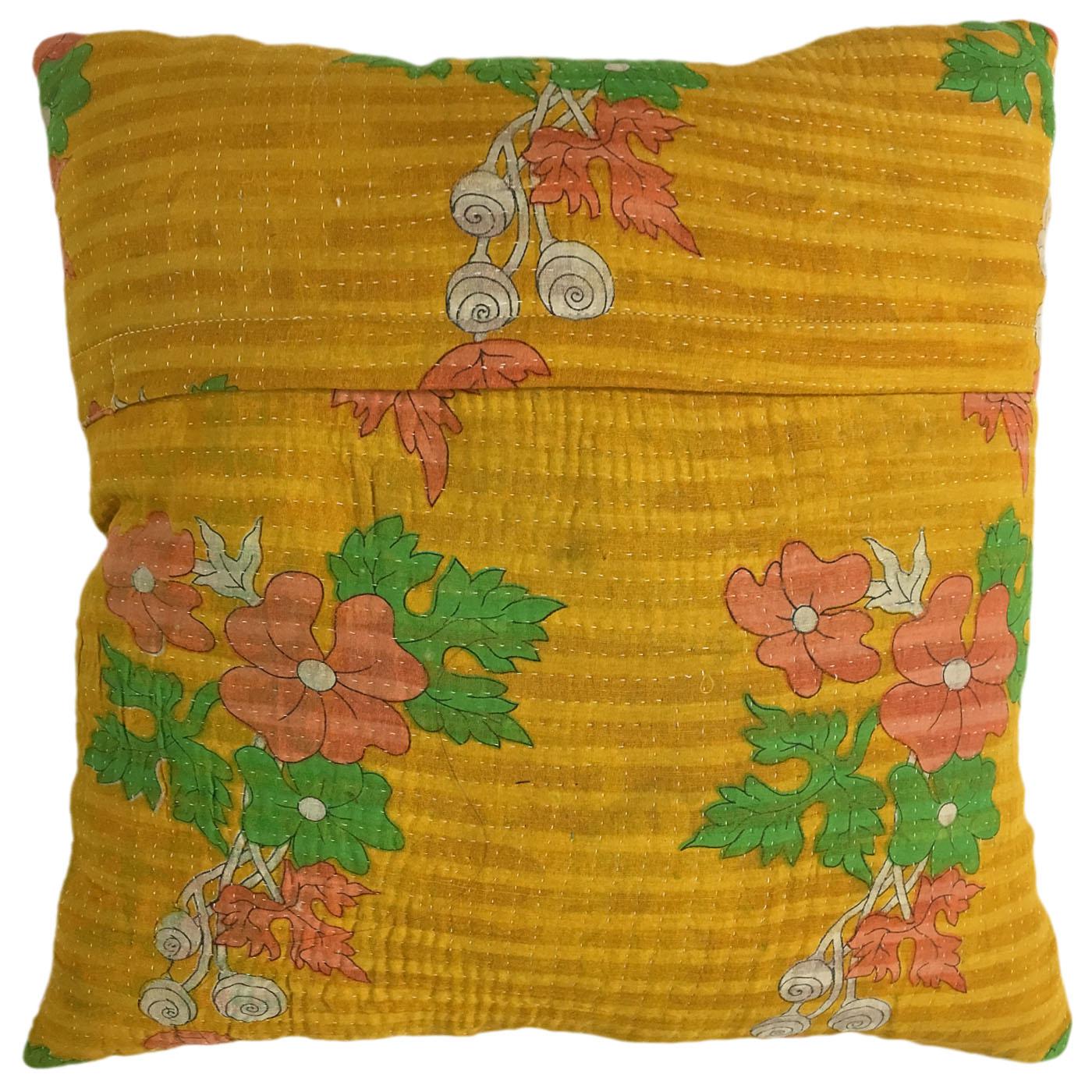 Details about   Indian Kantha Printed Cotton Cushion Cover Hand Embroidered Cotton Pillow Case 