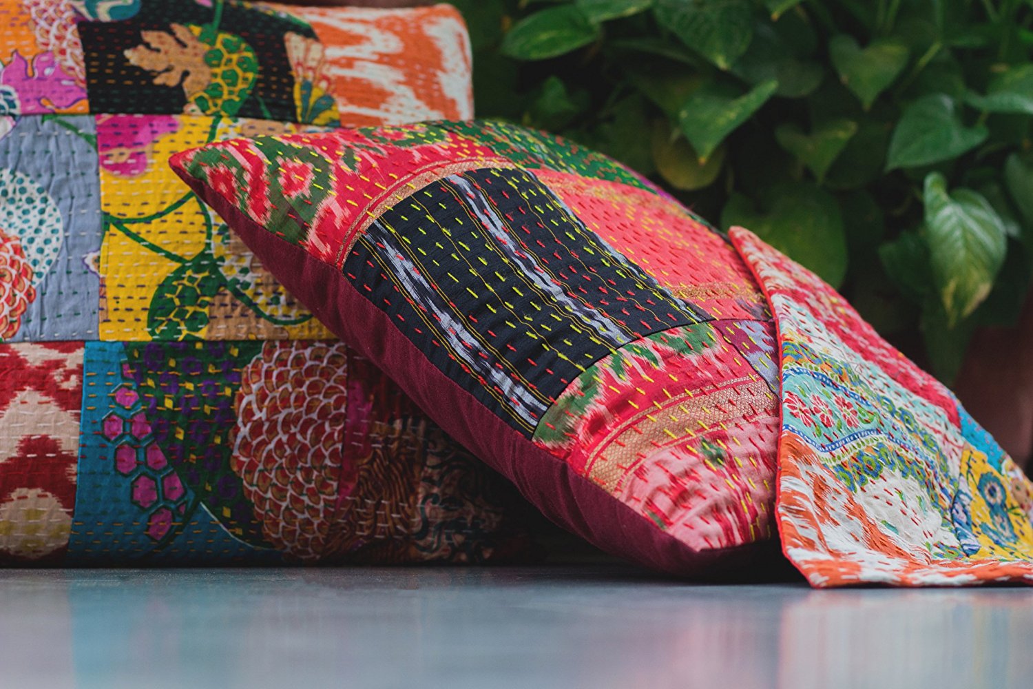 Details about   Wholesale Indian Handmade Cotton Kantha-Work Cushion Cover Pillow Case Throw 
