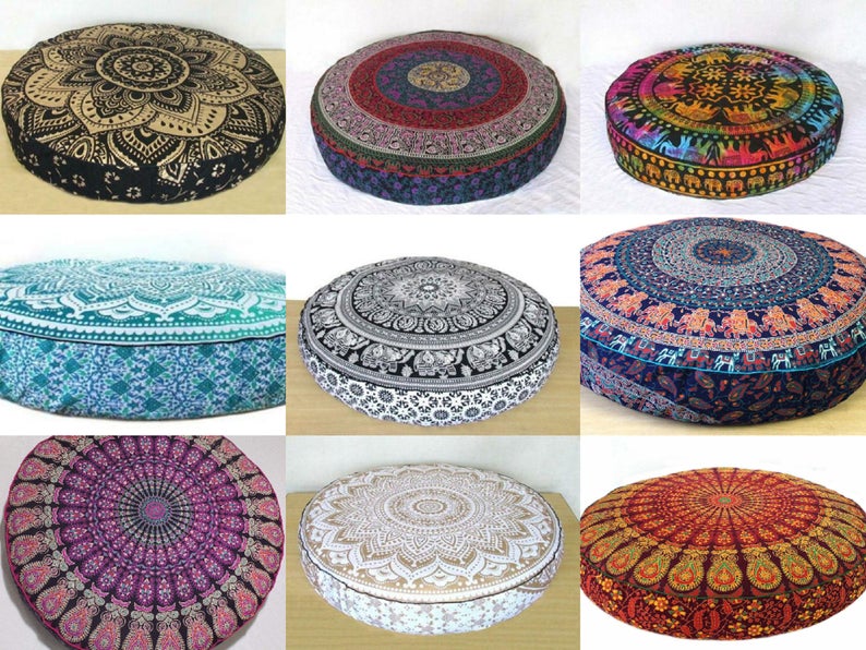 10 Pc Mandala Floor Pillows Indian Wholesale Lot Ottoman Poufs Large 32" Cushion 