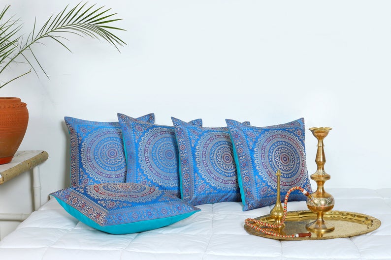 5 Pcs Large Mandala Floor Pillows Wholesale Lot Round Tapestry Cushion Cover 32" 