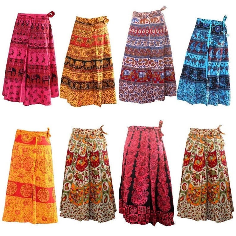 5 PC Lot Indian cotton skirt Long Skirt, Wholesale Cotton skirt , Women  skirt, Bohemian skirt Manufacturer Wrap Skirt – Kusumhandicrafts