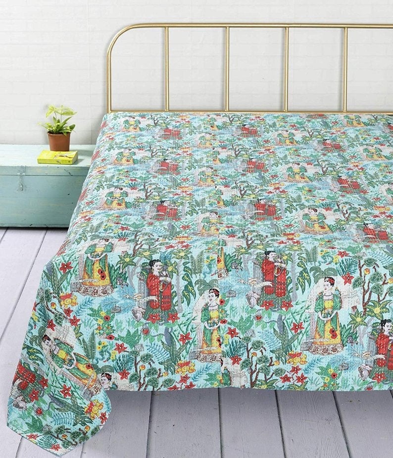 Vintage Bedding Bedspread Kantha Quilt Blanket Indian Wholesale Coverlet Gudari 