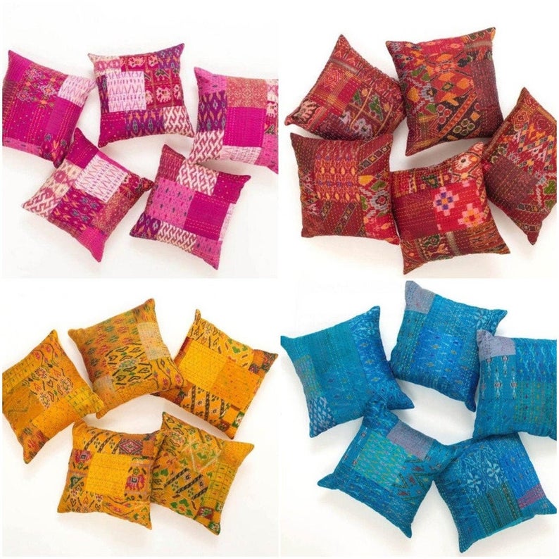 Details about   Wholesale Handmade Indien Decorative patchwork silk Pillow Covers Cushion Cover 