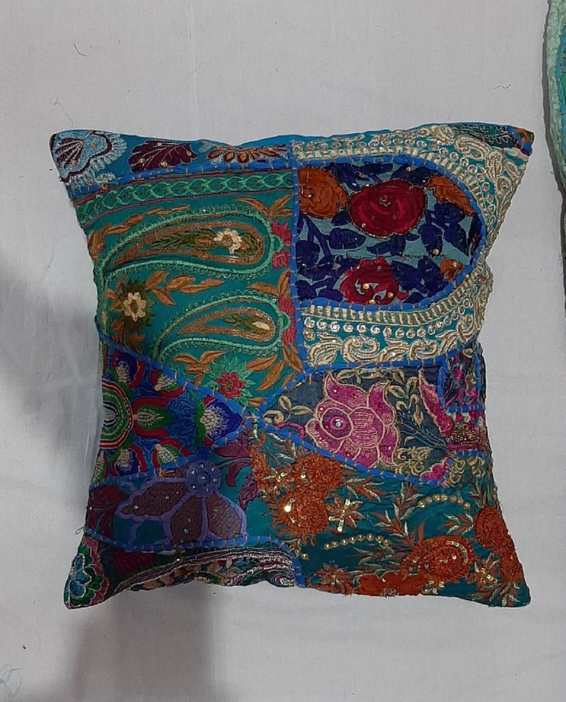 Patchwork Cushion Cover 16x16" Home Decorate Indian 5 PCs Lot Square Pillow Case 