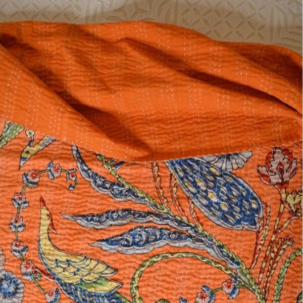 Birdprintkanthaquilt-kusumhandicrafts-handmadebedspread 2