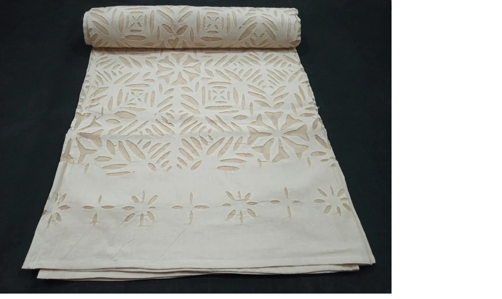 Vintage Kantha Work Bedding Throw Queen Bedsheet Cut Work Bedcover Pure Cotton Organza Applique Bedspread Home Decor