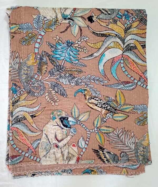 Monkeyprintquilt-kusumhandicrafts-handmadekantha quilt 2