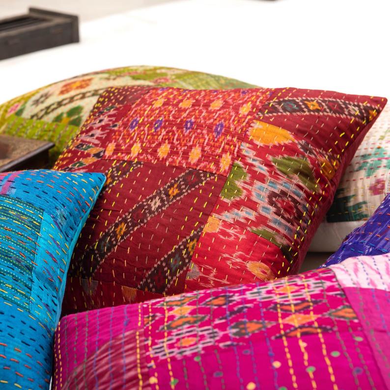 Extra large decorative throw pillows handmade kantha pillows for couch