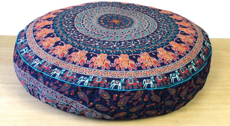Oversized Round Bohemian Floor Cushion Pillow Mandala Meditation
