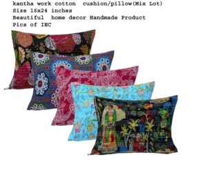 indian kantha pillow cover kusumhandicrafts