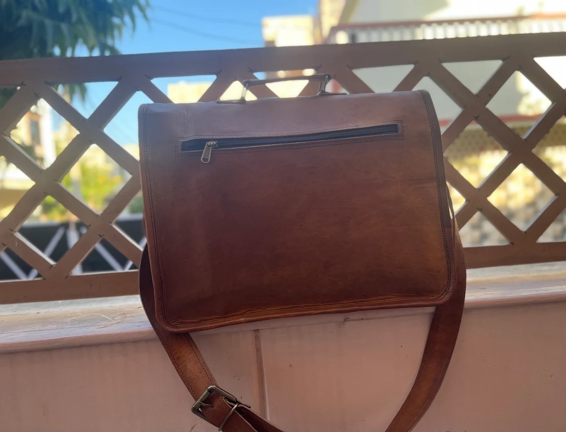 Canvas Leather Laptop Bag – KALAKRITI