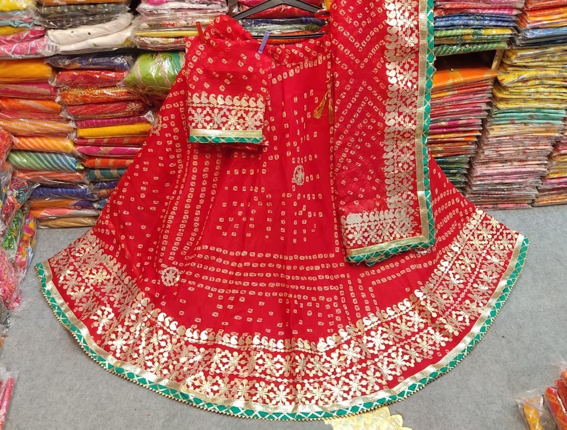 Jaipuri Bandhani Lehenga Choli Kusumhandicrafts4