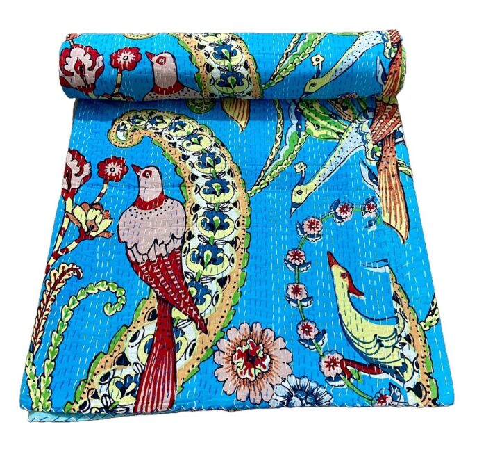 Peacock-Print-Blue-Kantha-Kusumhandicrafts1